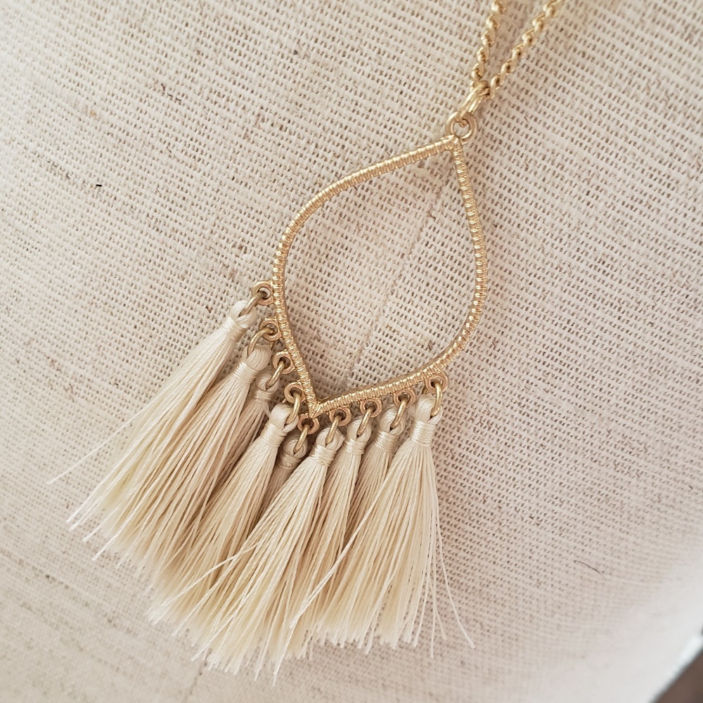 Simple Long Gold Natural Tassel Pendant Necklace
